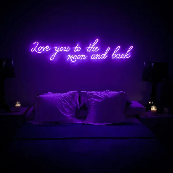 to the moon and back neon sign