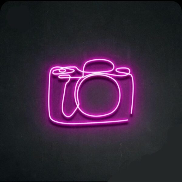 camera neon sign