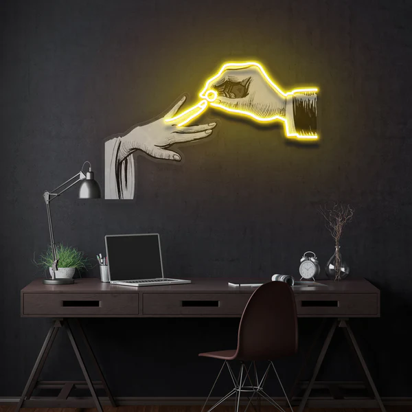 Hand Couple Artwork Led Neon Sign Light
