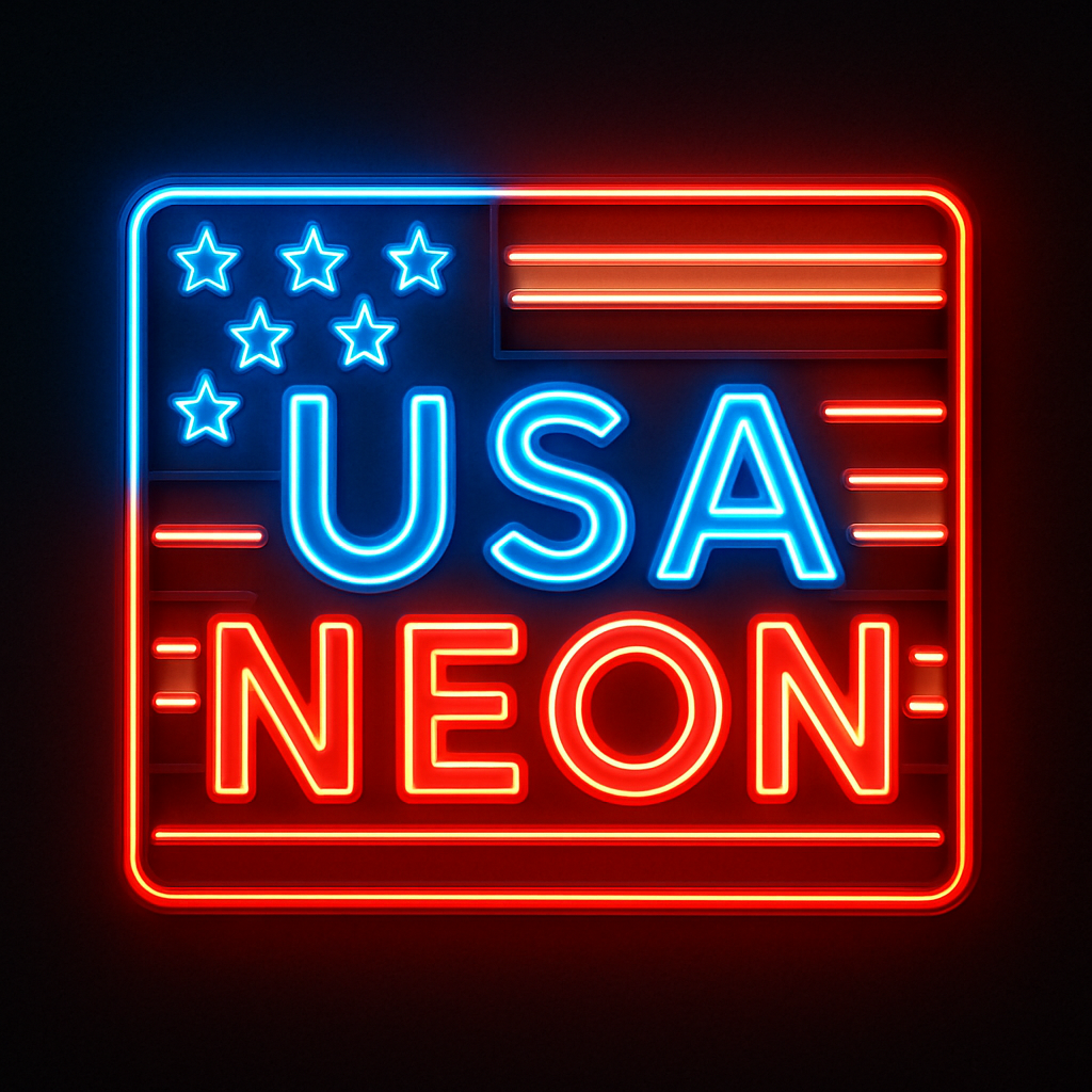 USA NEON Logo with Flag